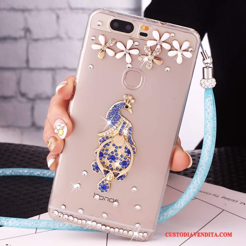 Custodia Huawei Nova Strass Blu Ornamenti Appesi, Cover Huawei Nova Protezione Telefono