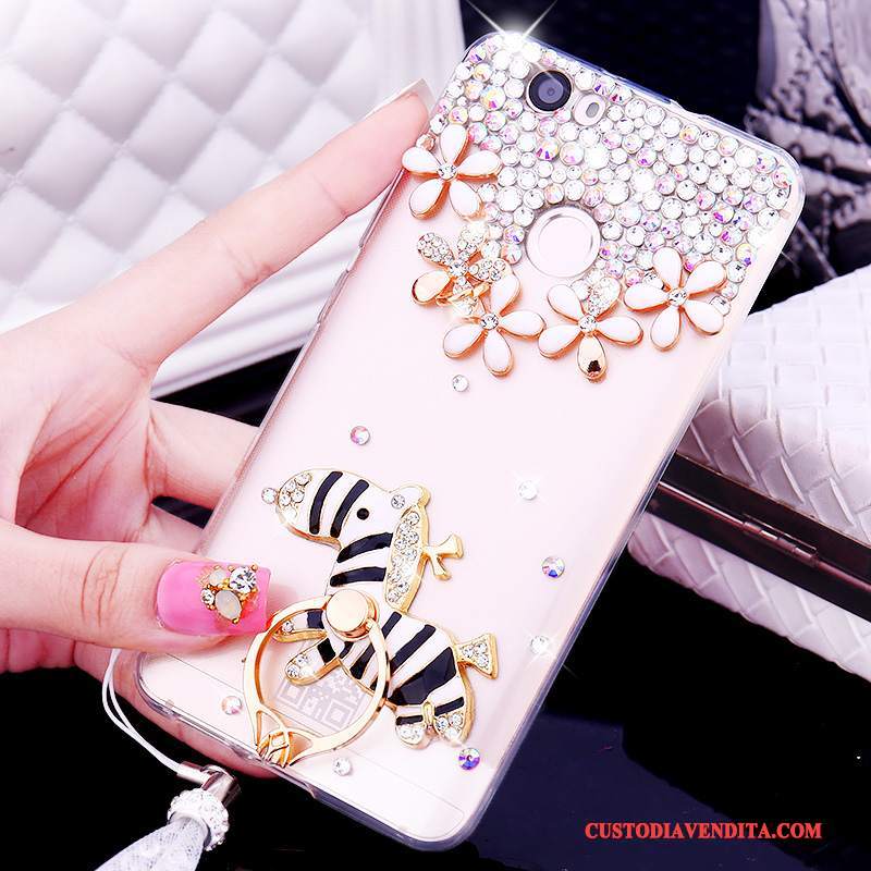 Custodia Huawei Nova Strass Oro Ornamenti Appesi, Cover Huawei Nova Silicone Trasparente Ring