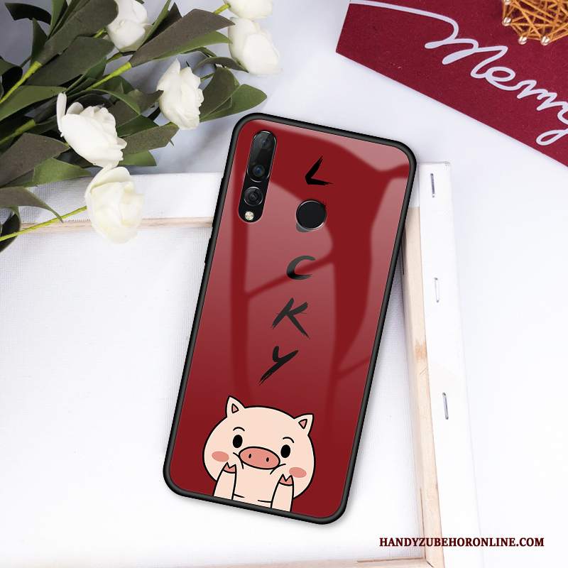 Custodia Huawei P Smart+ 2019 Cartone Animato Net Red Felice, Cover Huawei P Smart+ 2019 Silicone Rosso Tutto Incluso