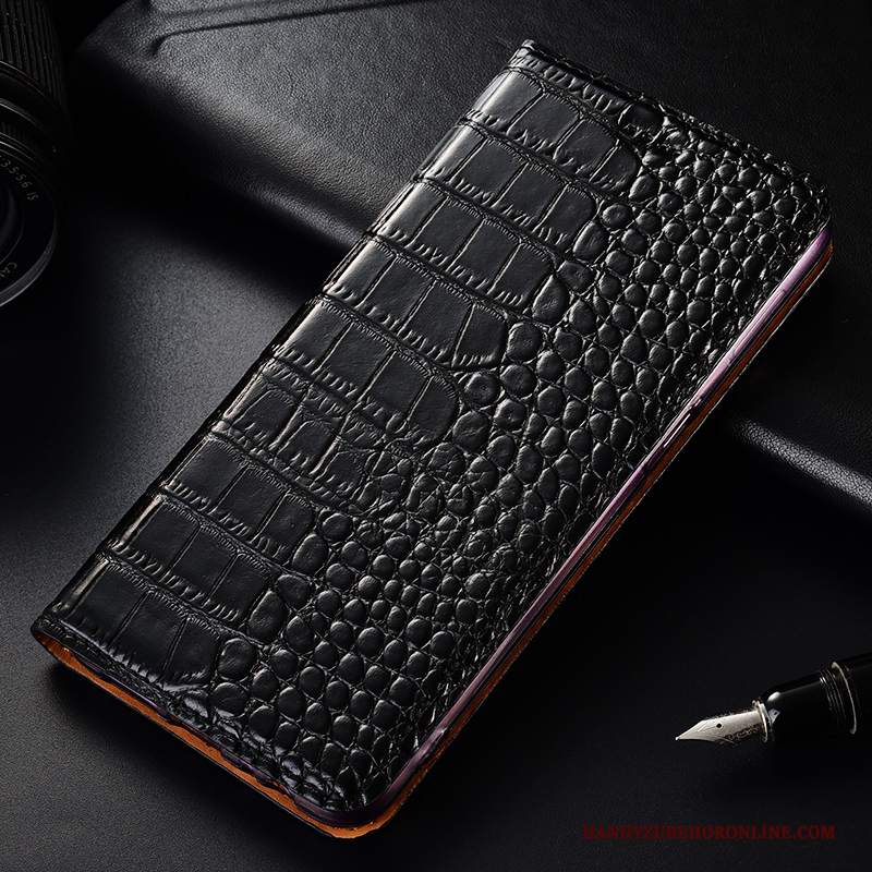 Custodia Huawei P Smart 2019 Pelle Modello Coccodrillo Nero, Cover Huawei P Smart 2019 Protezione Telefono Tutto Incluso