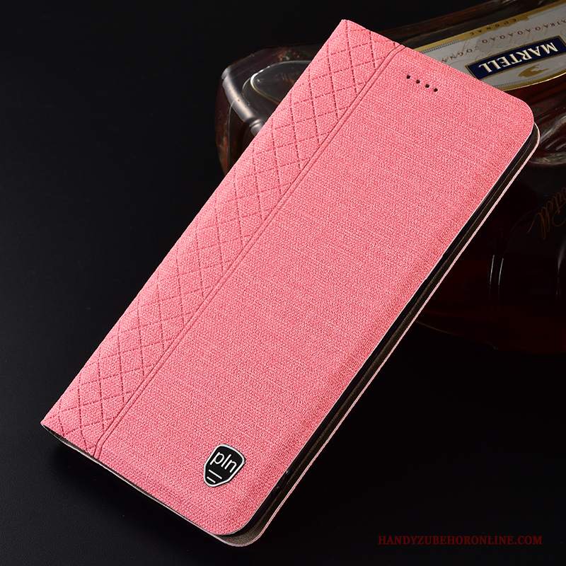 Custodia Huawei P Smart 2019 Protezione Telefono A Quadri, Cover Huawei P Smart 2019 Pelle Rosa Cotone E Lino