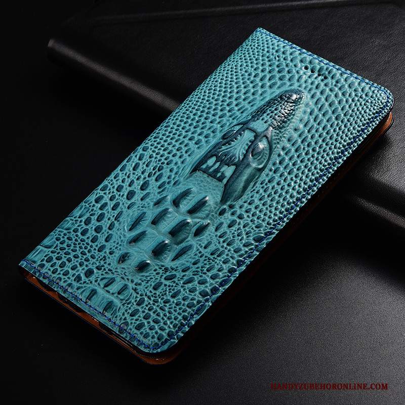 Custodia Huawei P Smart 2019 Protezione Tutto Incluso Blu, Cover Huawei P Smart 2019 Pelle Telefono Modello Coccodrillo