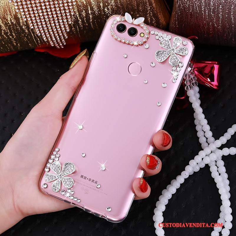 Custodia Huawei P Smart Creativo Anti-caduta Rosa, Cover Huawei P Smart Protezione Ring Di Personalità