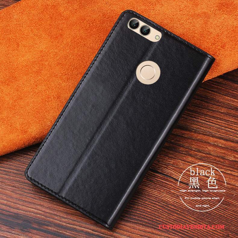 Custodia Huawei P Smart Folio Anti-caduta Arancione, Cover Huawei P Smart Pelle Telefono