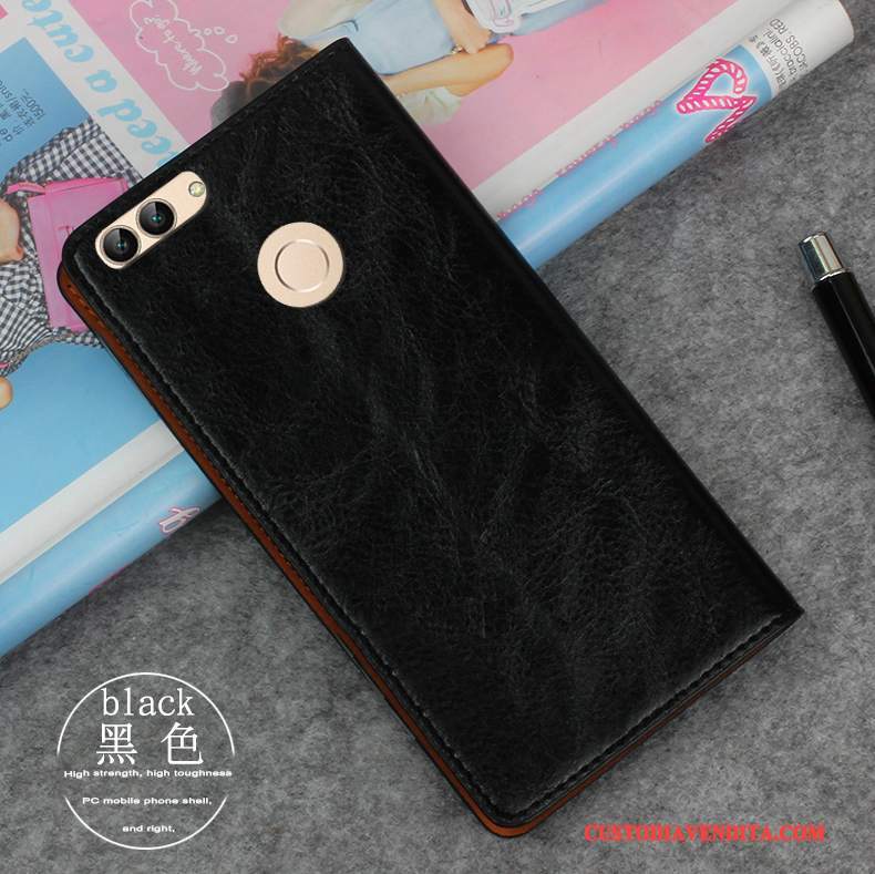 Custodia Huawei P Smart Folio Oro Anti-caduta, Cover Huawei P Smart Pelle Telefono