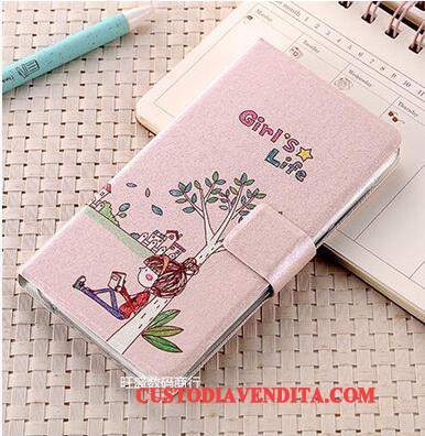 Custodia Huawei P Smart Folio Tutto Incluso Rosa, Cover Huawei P Smart Pelle Anti-cadutatelefono