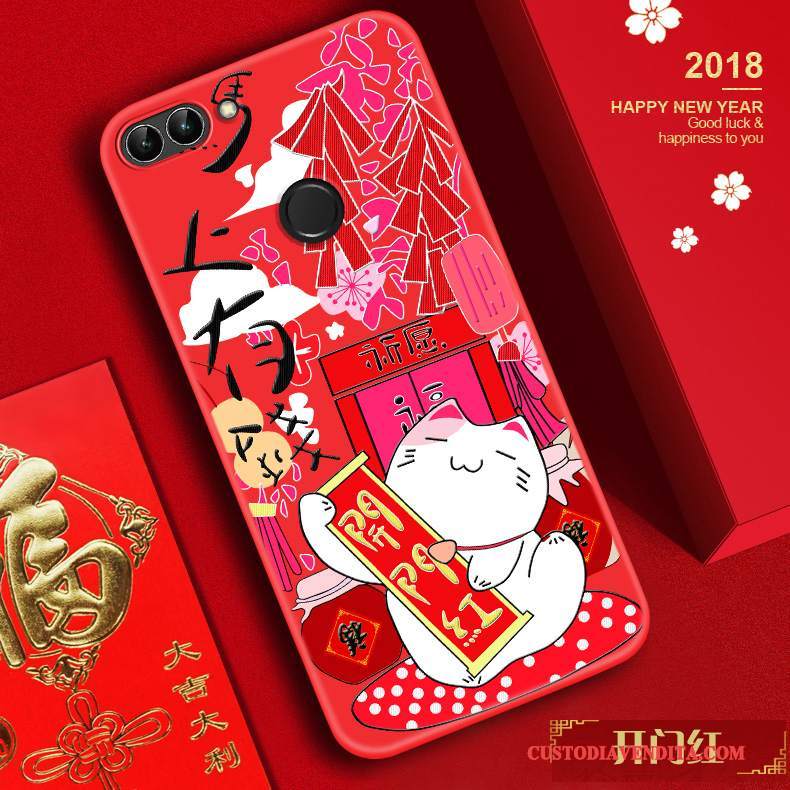 Custodia Huawei P Smart Goffratura Tendenza Ricchezza, Cover Huawei P Smart Silicone Nuovo Anti-caduta