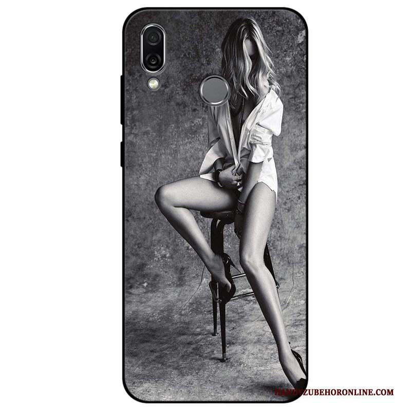 Custodia Huawei P Smart+ Moda Grigio Morbido, Cover Huawei P Smart+ Protezione Anti-caduta Amanti