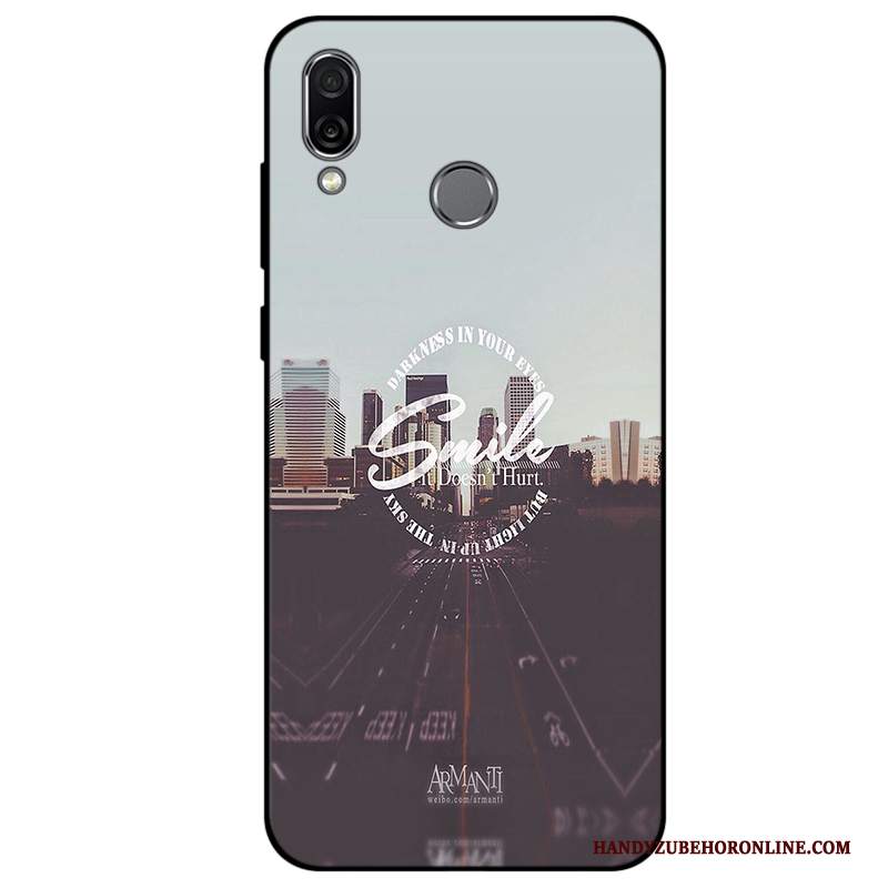 Custodia Huawei P Smart+ Moda Grigio Morbido, Cover Huawei P Smart+ Protezione Anti-caduta Amanti