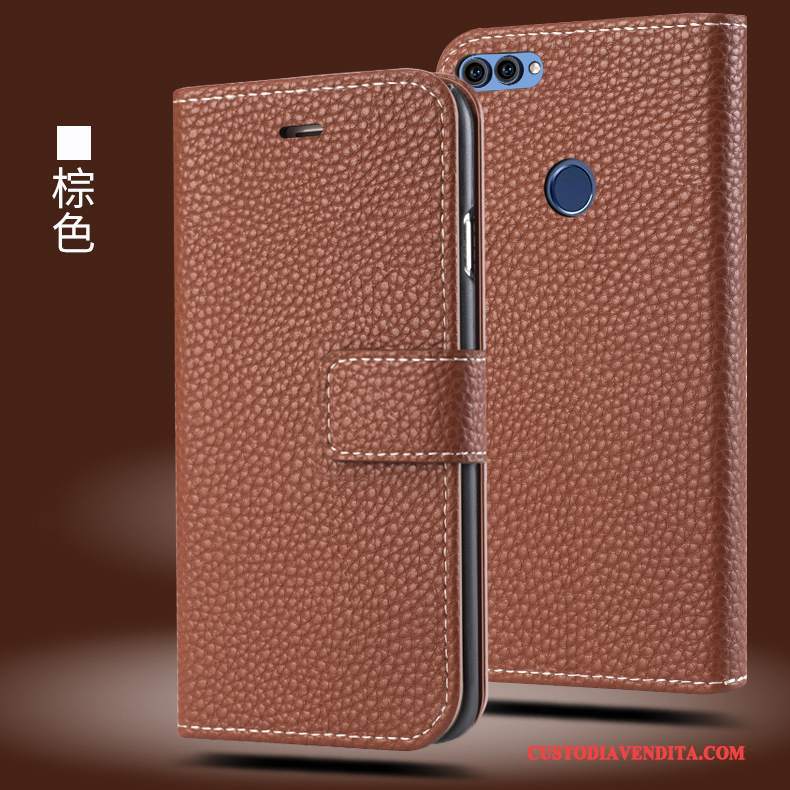 Custodia Huawei P Smart Pelle Anti-caduta Nero, Cover Huawei P Smart Folio Tutto Inclusotelefono