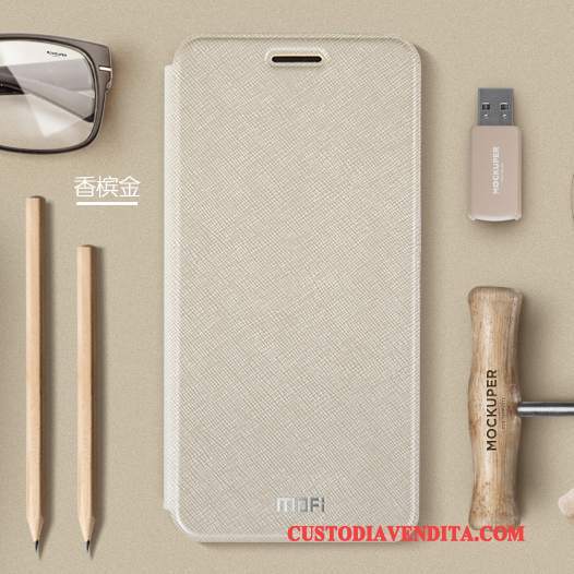 Custodia Huawei P Smart Pelle Anti-caduta Oro, Cover Huawei P Smart Folio Tutto Inclusotelefono