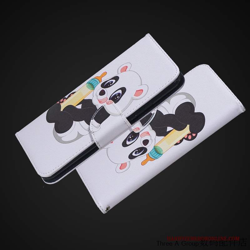 Custodia Huawei P Smart+ Pelle Carta Bianco, Cover Huawei P Smart+ Cartone Animato Anti-caduta Supporto