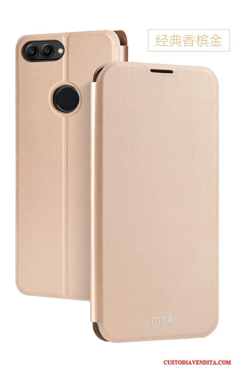 Custodia Huawei P Smart Pelle Pellicola Protettiva Oro, Cover Huawei P Smart Folio Tempra