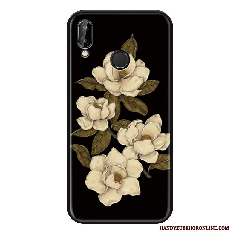 Custodia Huawei P Smart+ Protezione Nero Di Personalità, Cover Huawei P Smart+ Creativo Fiori Arte