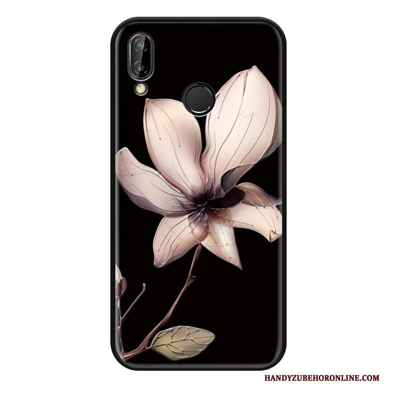 Custodia Huawei P Smart+ Protezione Nero Di Personalità, Cover Huawei P Smart+ Creativo Fiori Arte