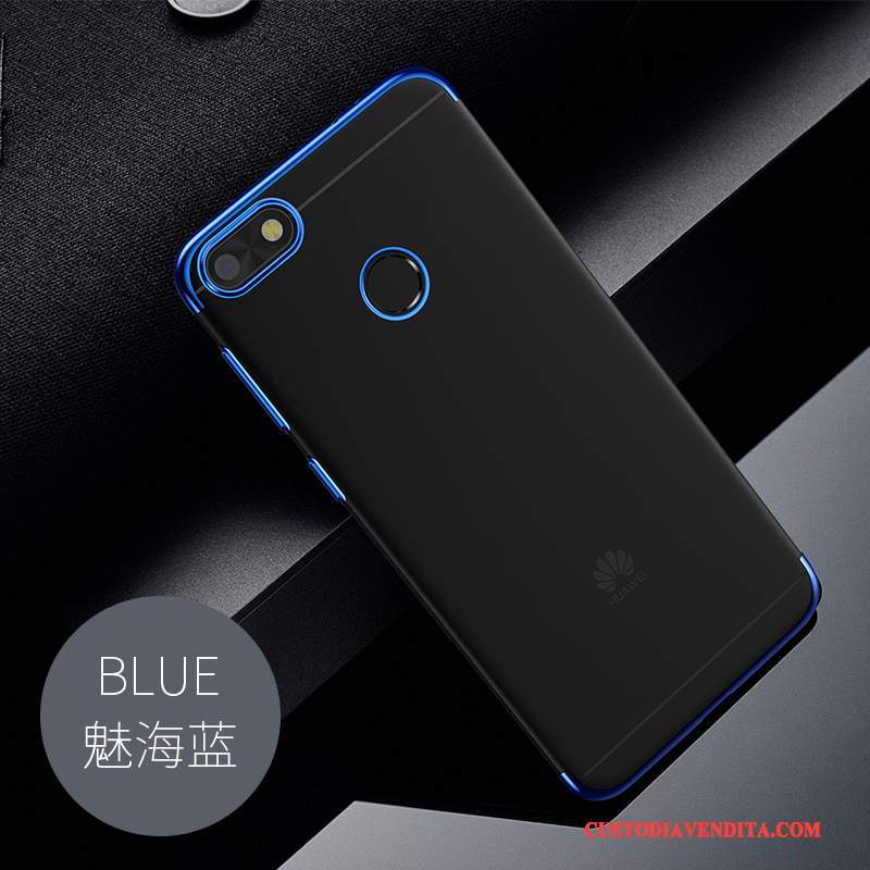 Custodia Huawei P Smart Silicone Morbido Blu, Cover Huawei P Smart Protezione Trasparentetelefono