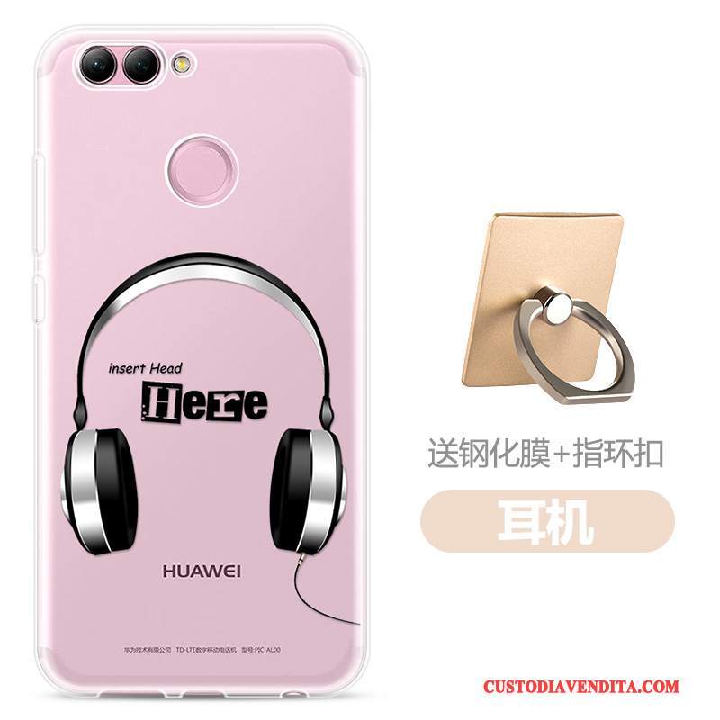 Custodia Huawei P Smart Silicone Tendenzatelefono, Cover Huawei P Smart Protezione Rosa Trasparente