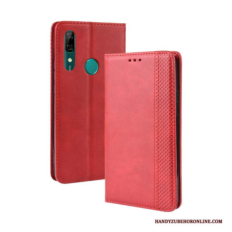 Custodia Huawei P Smart Z Pelle Rosso Magnetico, Cover Huawei P Smart Z Vintage