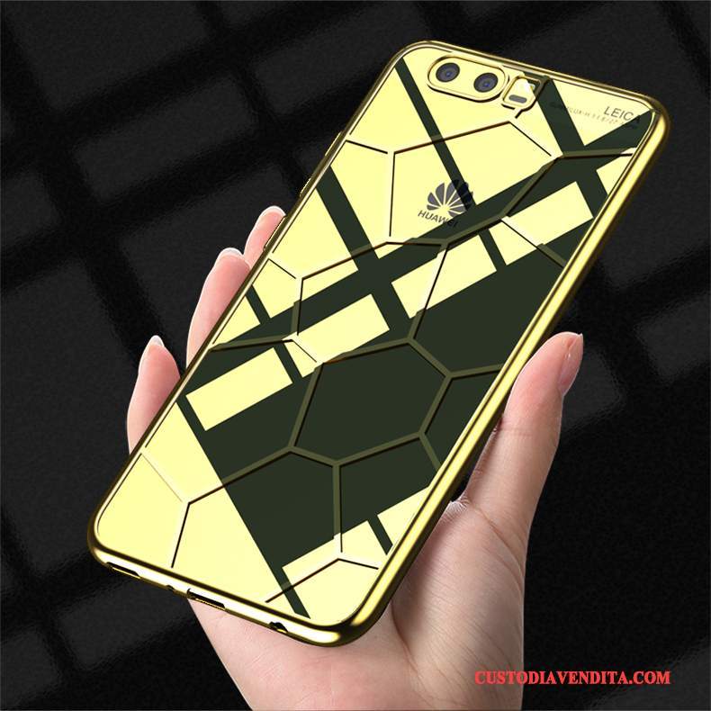 Custodia Huawei P10 Creativo Anti-caduta Oro, Cover Huawei P10 Silicone Tendenza Morbido