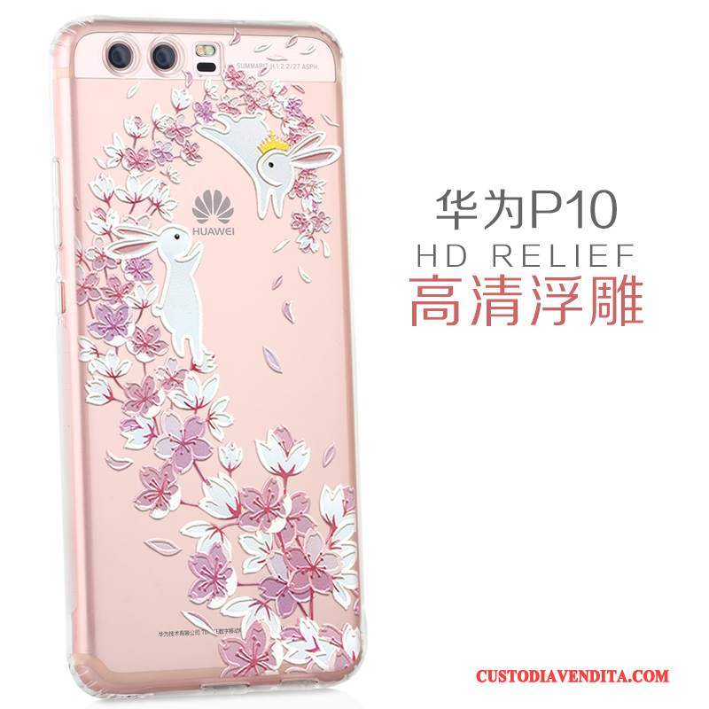 Custodia Huawei P10 Creativo Bello Sottile, Cover Huawei P10 Silicone Di Personalità Rosa