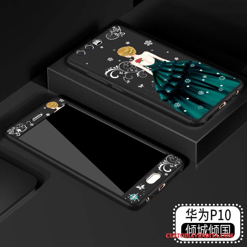 Custodia Huawei P10 Creativo Nero Macchiati, Cover Huawei P10 Protezione Anti-caduta Tutto Incluso