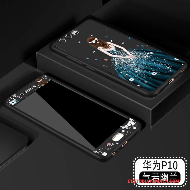 Custodia Huawei P10 Creativo Nero Macchiati, Cover Huawei P10 Protezione Anti-caduta Tutto Incluso