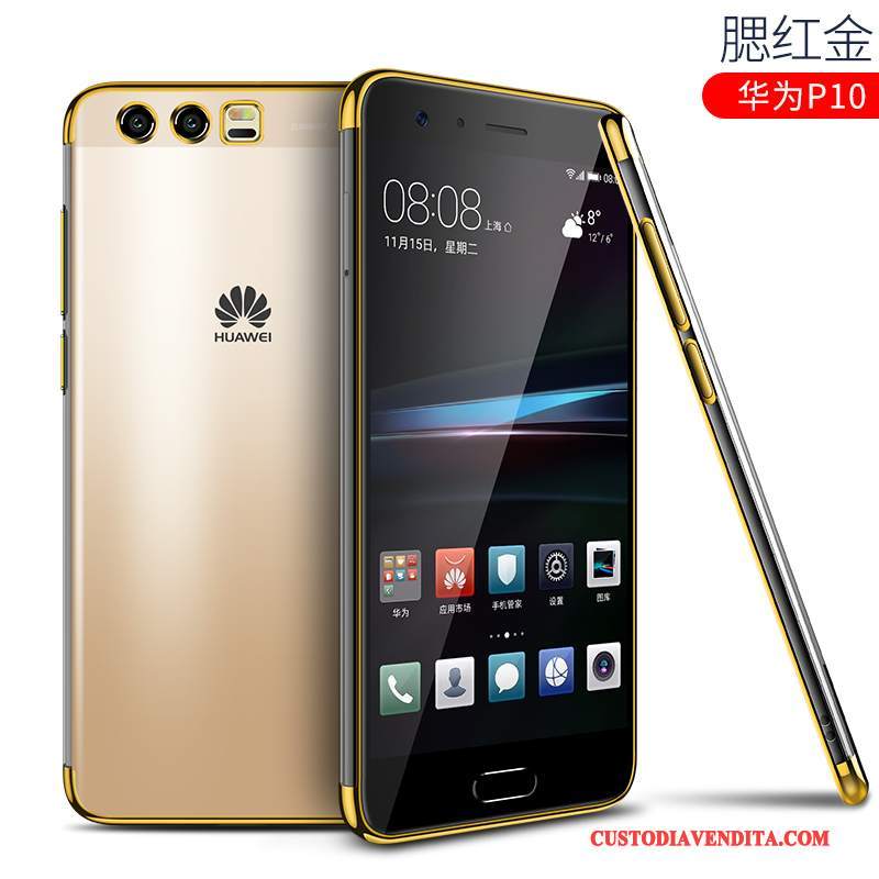 Custodia Huawei P10 Creativo Telefono Di Personalità, Cover Huawei P10 Silicone Oro Trasparente