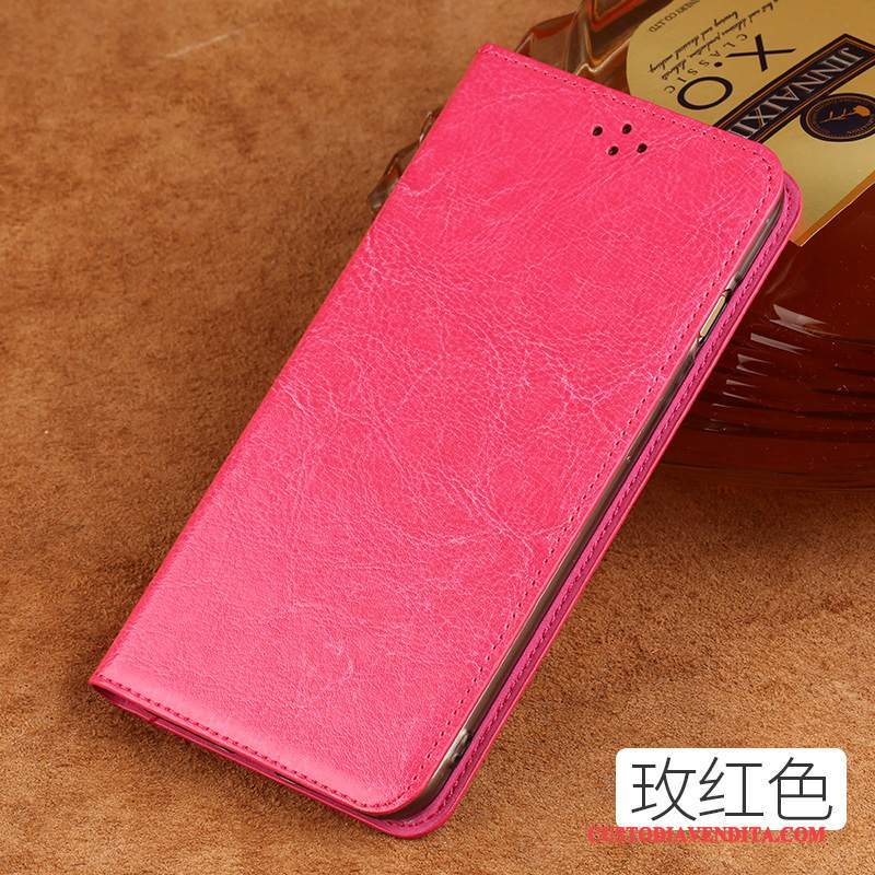 Custodia Huawei P10 Folio Marchio Di Tendenza Affari, Cover Huawei P10 Pelle Lusso Vino Rosso