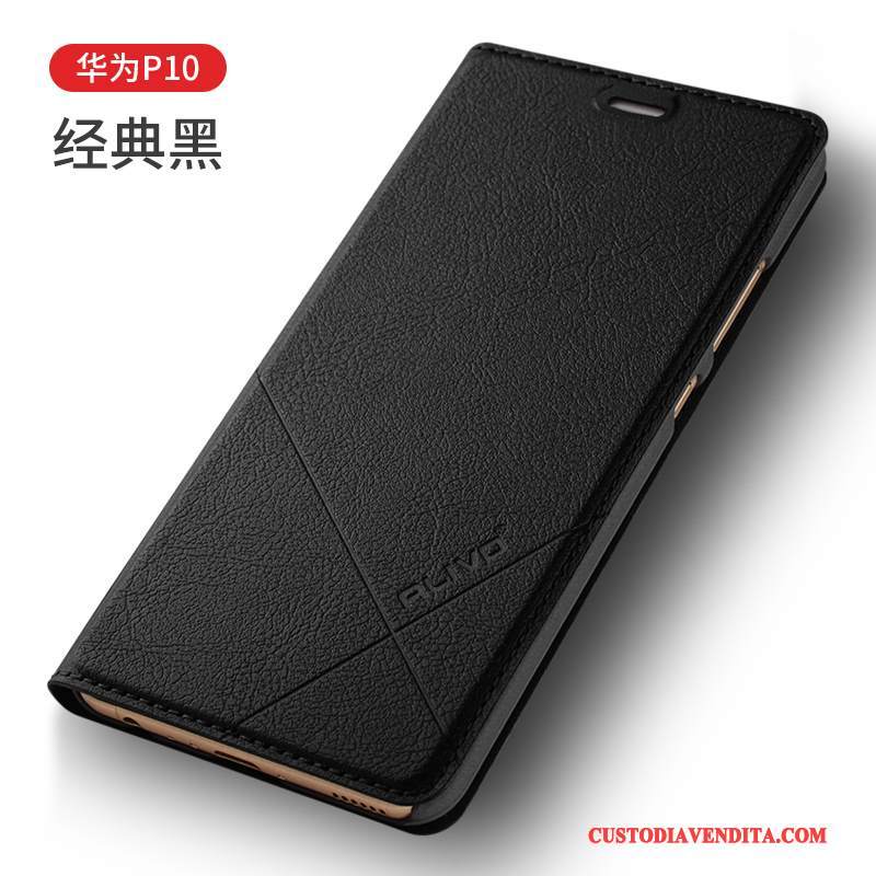 Custodia Huawei P10 Folio Telefono Nero, Cover Huawei P10 Pelle Anti-caduta