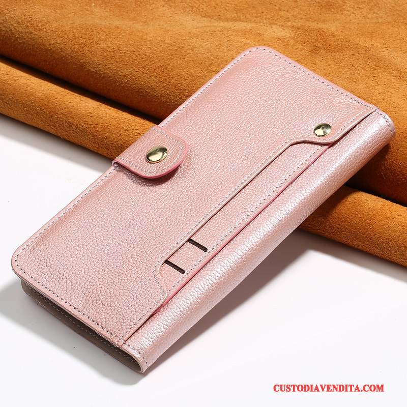 Custodia Huawei P10 Lite Folio Telefono Gioventù, Cover Huawei P10 Lite Pelle Rosa Lusso