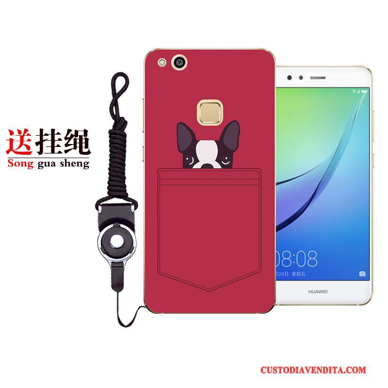 Custodia Huawei P10 Lite Protezione Rosso Anti-caduta, Cover Huawei P10 Lite Cartone Animato Telefono Bianco