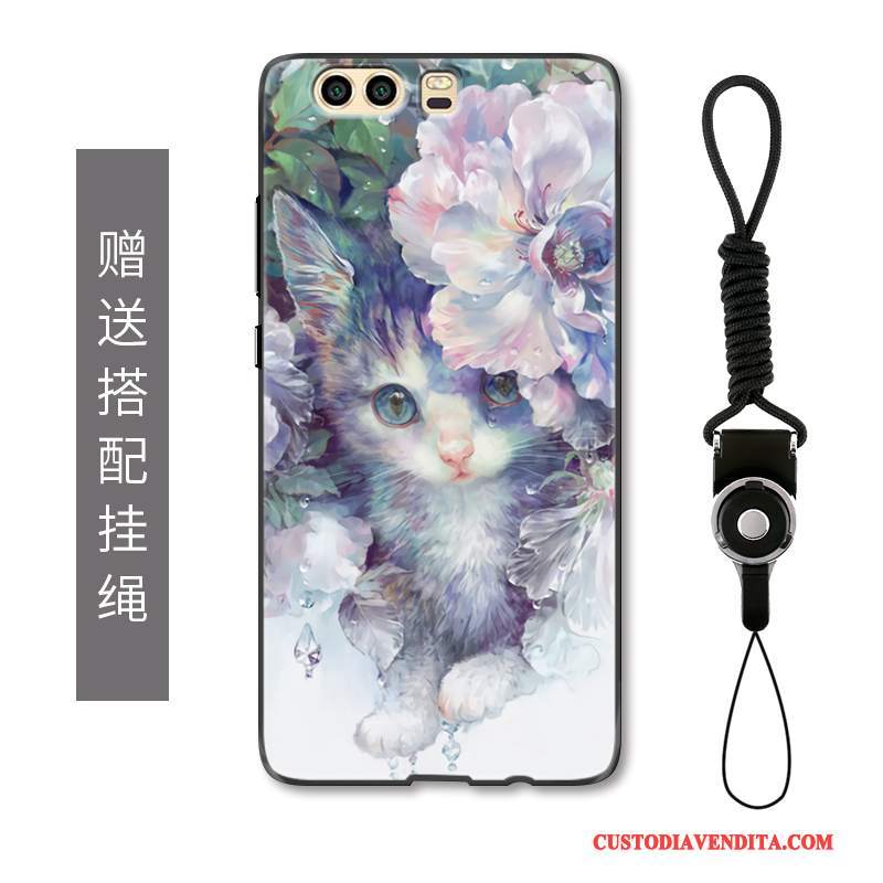 Custodia Huawei P10 Plus Colore Fiori Ornamenti Appesi, Cover Huawei P10 Plus Protezione Anti-caduta Gattino