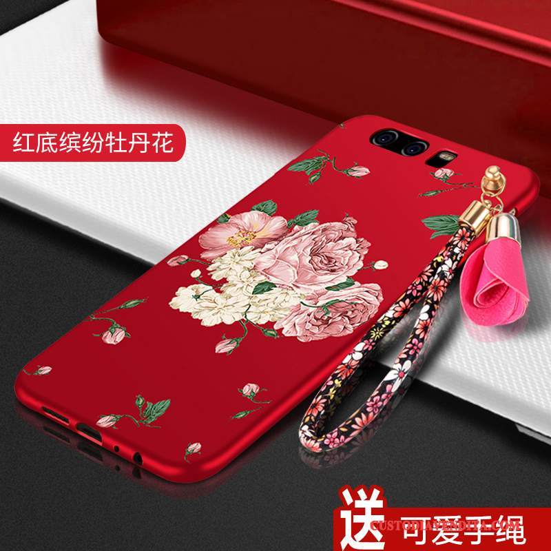 Custodia Huawei P10 Plus Creativo Telefono Anti-caduta, Cover Huawei P10 Plus Morbido Rosso