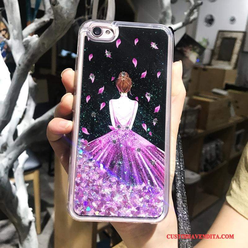 Custodia Huawei P10 Plus Creativo Telefono Ornamenti Appesi, Cover Huawei P10 Plus Strass Liquido Porpora