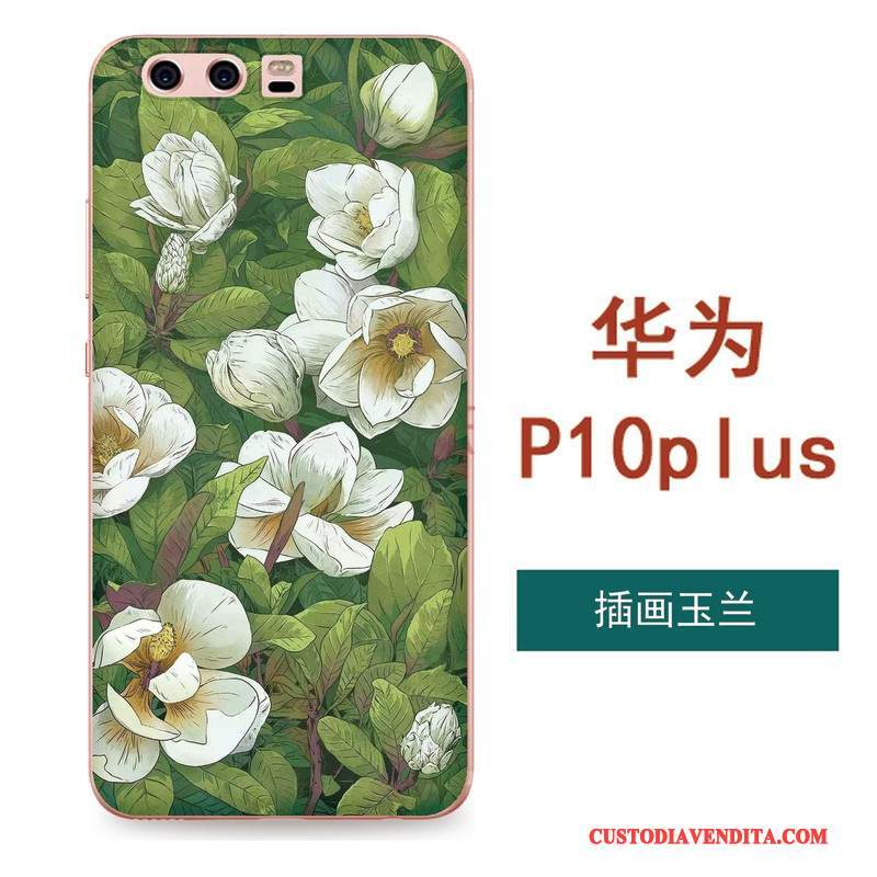 Custodia Huawei P10 Plus Goffratura Arte Tutto Incluso, Cover Huawei P10 Plus Silicone Ornamenti Appesi Fiori