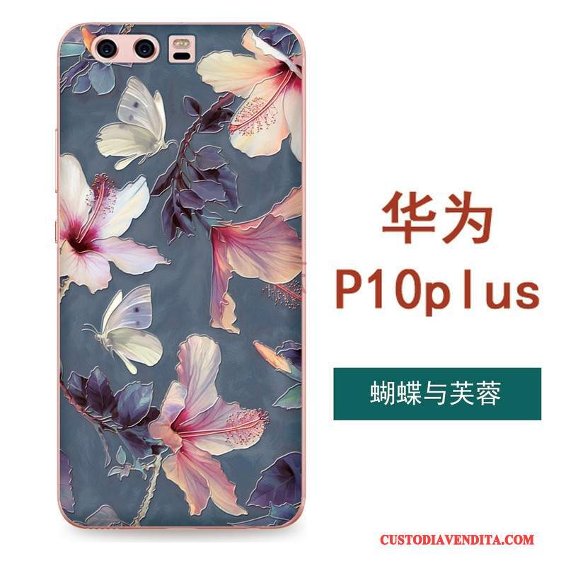 Custodia Huawei P10 Plus Goffratura Arte Tutto Incluso, Cover Huawei P10 Plus Silicone Ornamenti Appesi Fiori