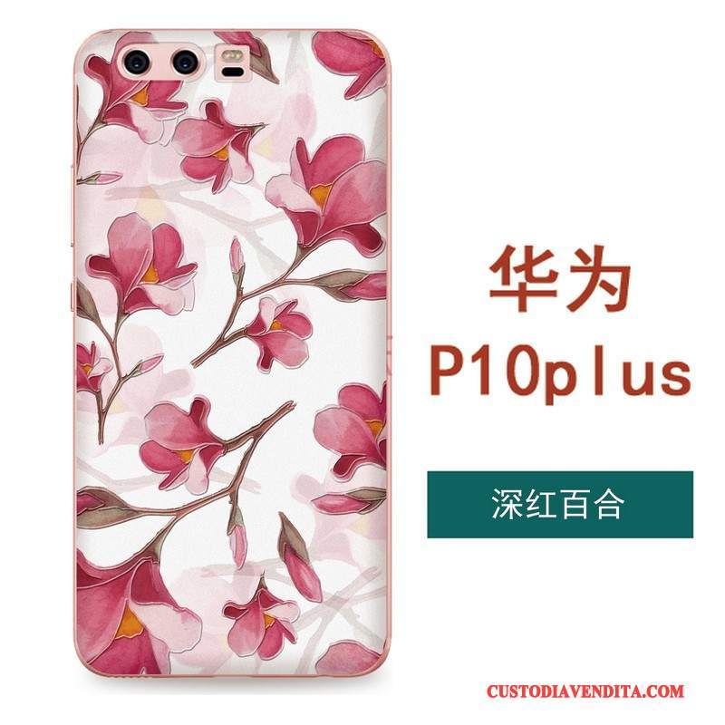 Custodia Huawei P10 Plus Goffratura Arte Tutto Incluso, Cover Huawei P10 Plus Silicone Ornamenti Appesi Fiori