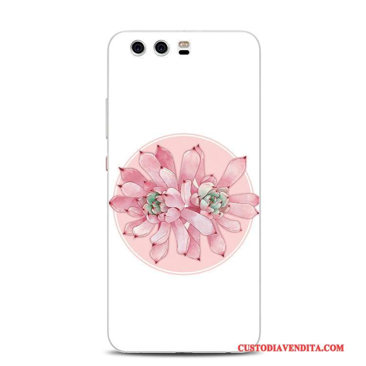 Custodia Huawei P10 Plus Goffratura Supporto Rosa, Cover Huawei P10 Plus Silicone Ringtelefono