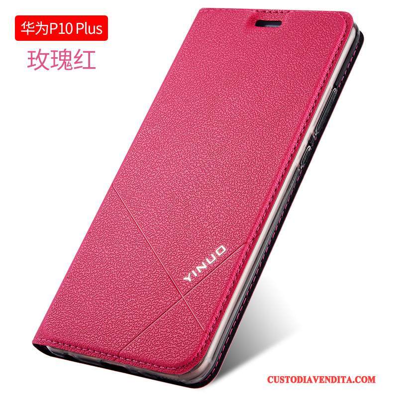 Custodia Huawei P10 Plus Pelle Anti-caduta Tutto Incluso, Cover Huawei P10 Plus Folio Nero Morbido