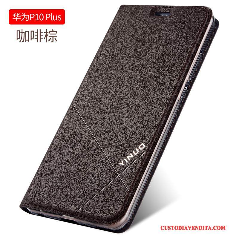 Custodia Huawei P10 Plus Pelle Anti-caduta Tutto Incluso, Cover Huawei P10 Plus Folio Nero Morbido