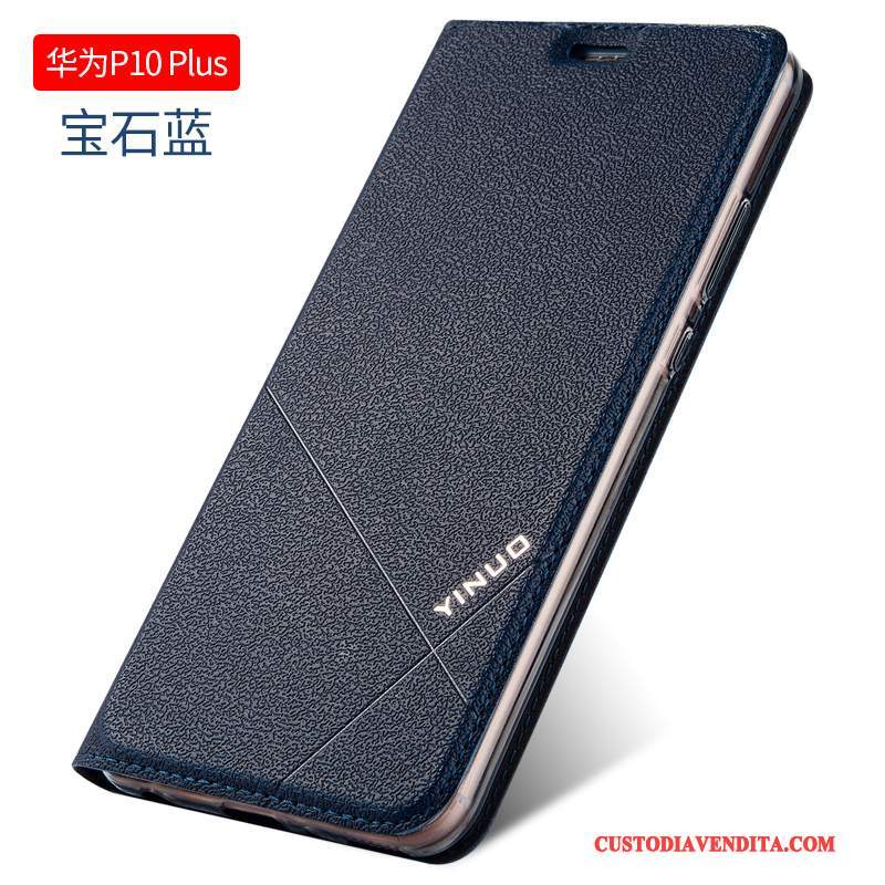 Custodia Huawei P10 Plus Pelle Anti-caduta Tutto Incluso, Cover Huawei P10 Plus Folio Nero Morbido