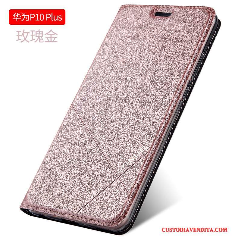 Custodia Huawei P10 Plus Pelle Anti-caduta Tutto Incluso, Cover Huawei P10 Plus Folio Nero Morbido