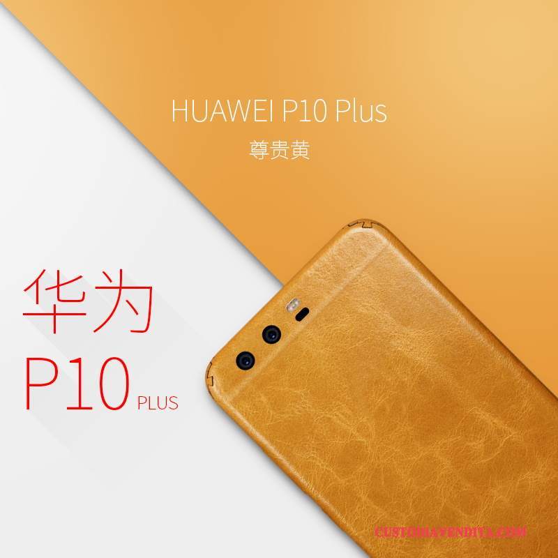 Custodia Huawei P10 Plus Pelle Giallo Pellicola Protettiva, Cover Huawei P10 Plus Protezione Telefono Sottile