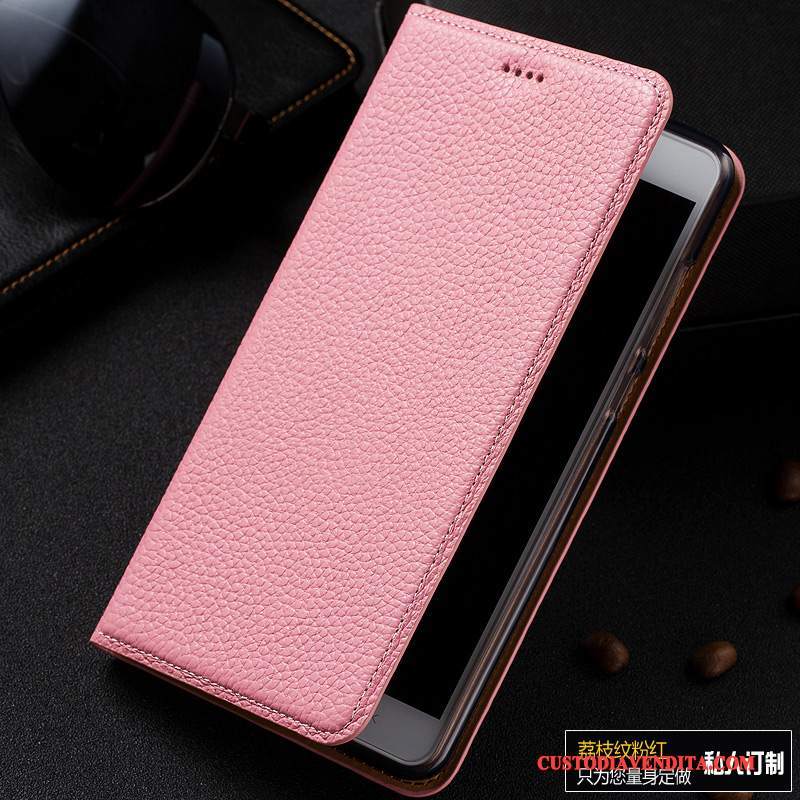 Custodia Huawei P10 Plus Pelle Nero Litchi, Cover Huawei P10 Plus Folio Telefono