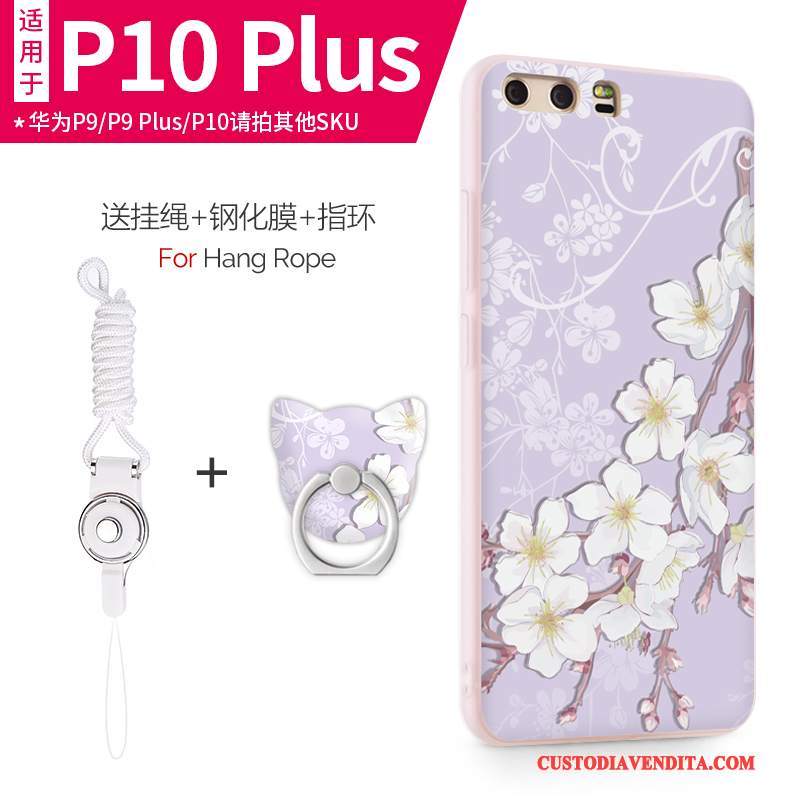 Custodia Huawei P10 Plus Silicone Morbido Porpora, Cover Huawei P10 Plus Protezione Anti-caduta Chiaro