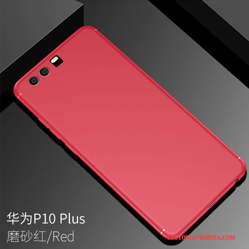 Custodia Huawei P10 Plus Silicone Rosso Sottile, Cover Huawei P10 Plus Pellicola Protettiva Pu