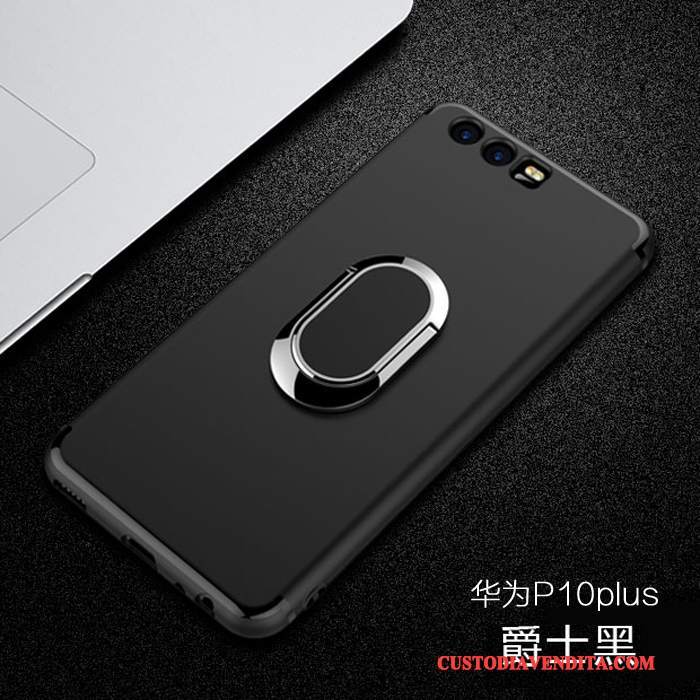 Custodia Huawei P10 Plus Silicone Tutto Incluso Anti-caduta, Cover Huawei P10 Plus Nero Ring