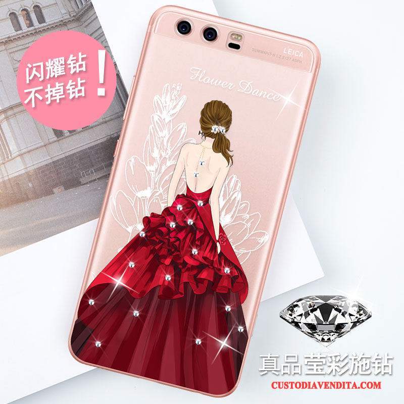 Custodia Huawei P10 Plus Strass Tendenza Rosa, Cover Huawei P10 Plus Creativo Di Personalità Tutto Incluso