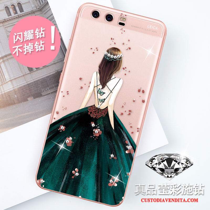 Custodia Huawei P10 Plus Strass Tendenza Rosa, Cover Huawei P10 Plus Creativo Di Personalità Tutto Incluso