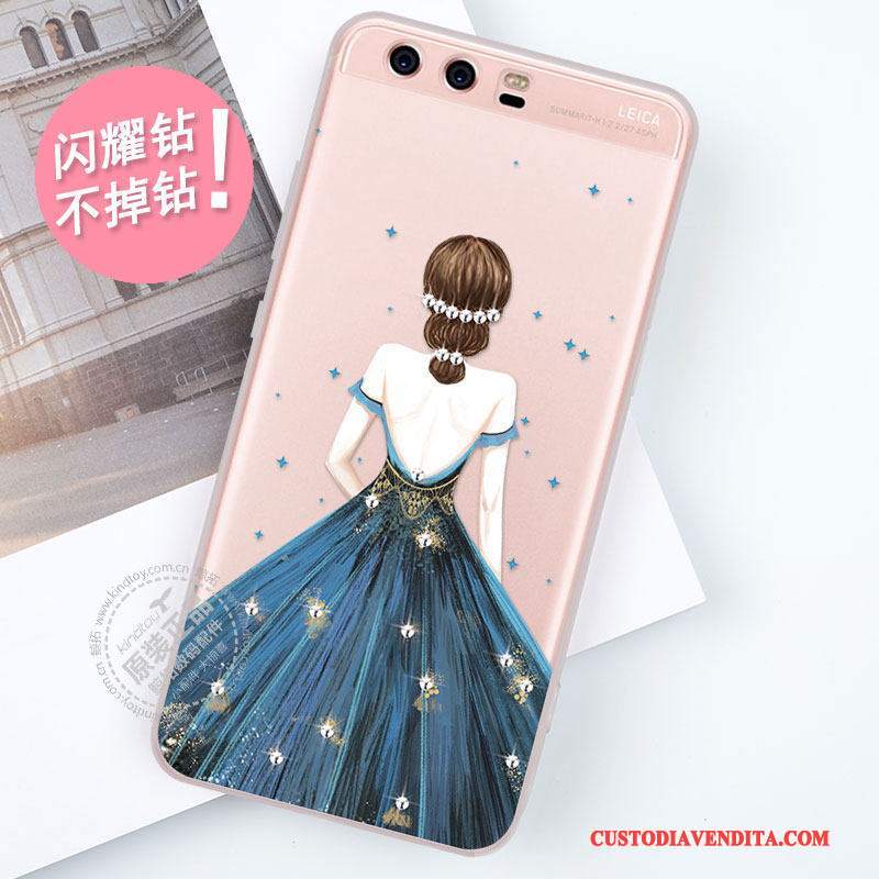 Custodia Huawei P10 Plus Strass Tendenza Rosa, Cover Huawei P10 Plus Creativo Di Personalità Tutto Incluso